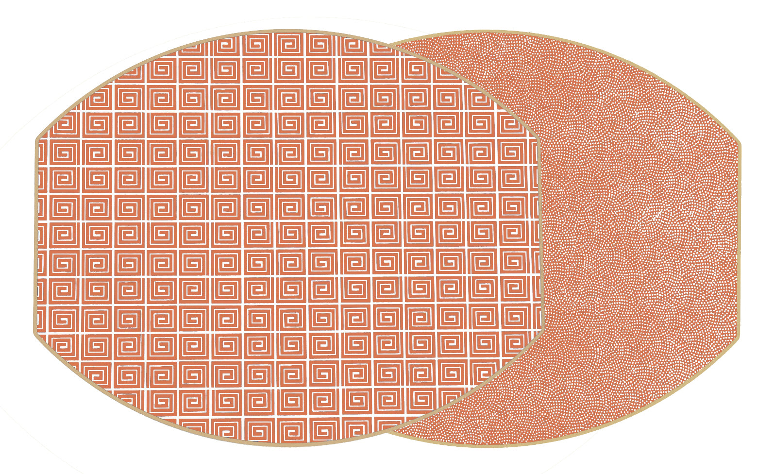 ELLIPSE TWO SIDED HOLLY'S KEY AND DOT FAN PLACEMAT ~ PAPRIKA