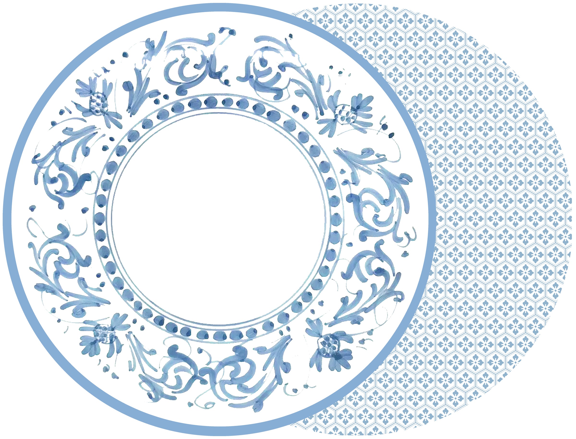 ROUND TWO SIDED FLORENTINE WEDGEWOOD BLUE