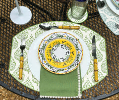 ELLIPSE TWO SIDED PLACEMAT FLORA AND ASIAN CANE ~ GREEN TEA