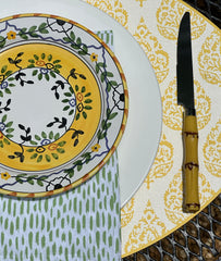 ELLIPSE TWO SIDED PLACEMAT FLORA AND ASIAN CANE ~ MARIGOLD