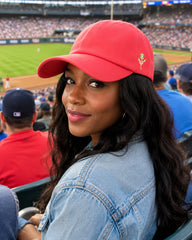 ROUGE LINEN BLEND BASEBALL CAP BY JANE X HSH