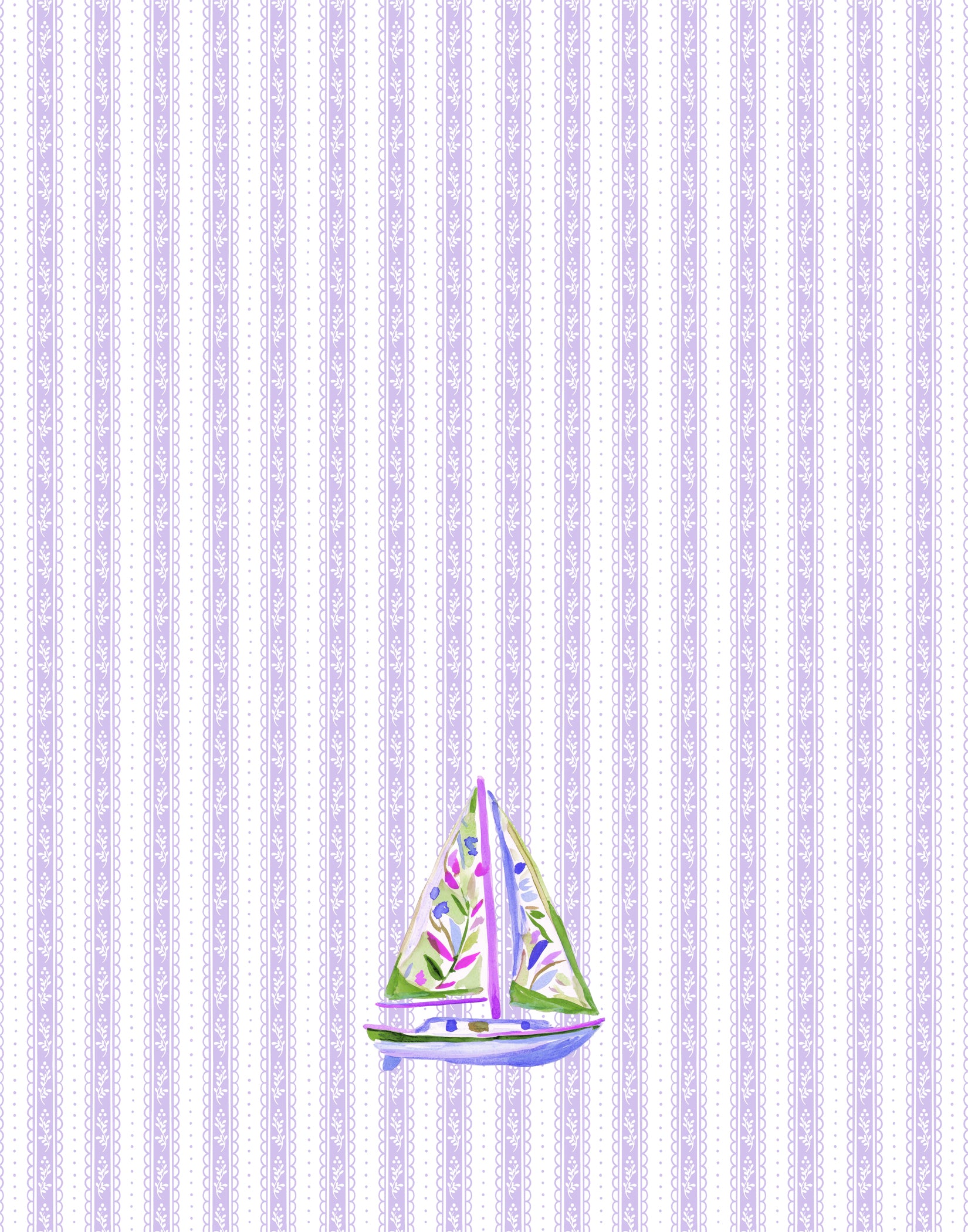 TEA TOWEL ~ SAILBOAT LILAC