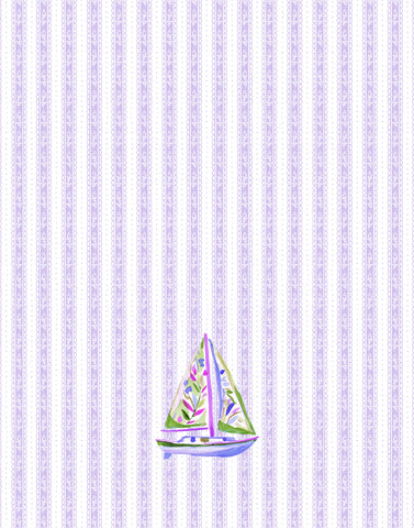 TEA TOWEL ~ SAILBOAT LILAC