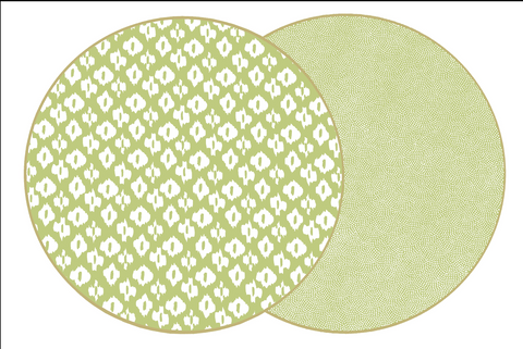 TWO SIDED ROUND PLACEMAT IKAT LIME