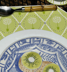 OCTAGONAL TWO SIDED PLACEMAT TOPIARY AND ASIAN CANE ~ LIME