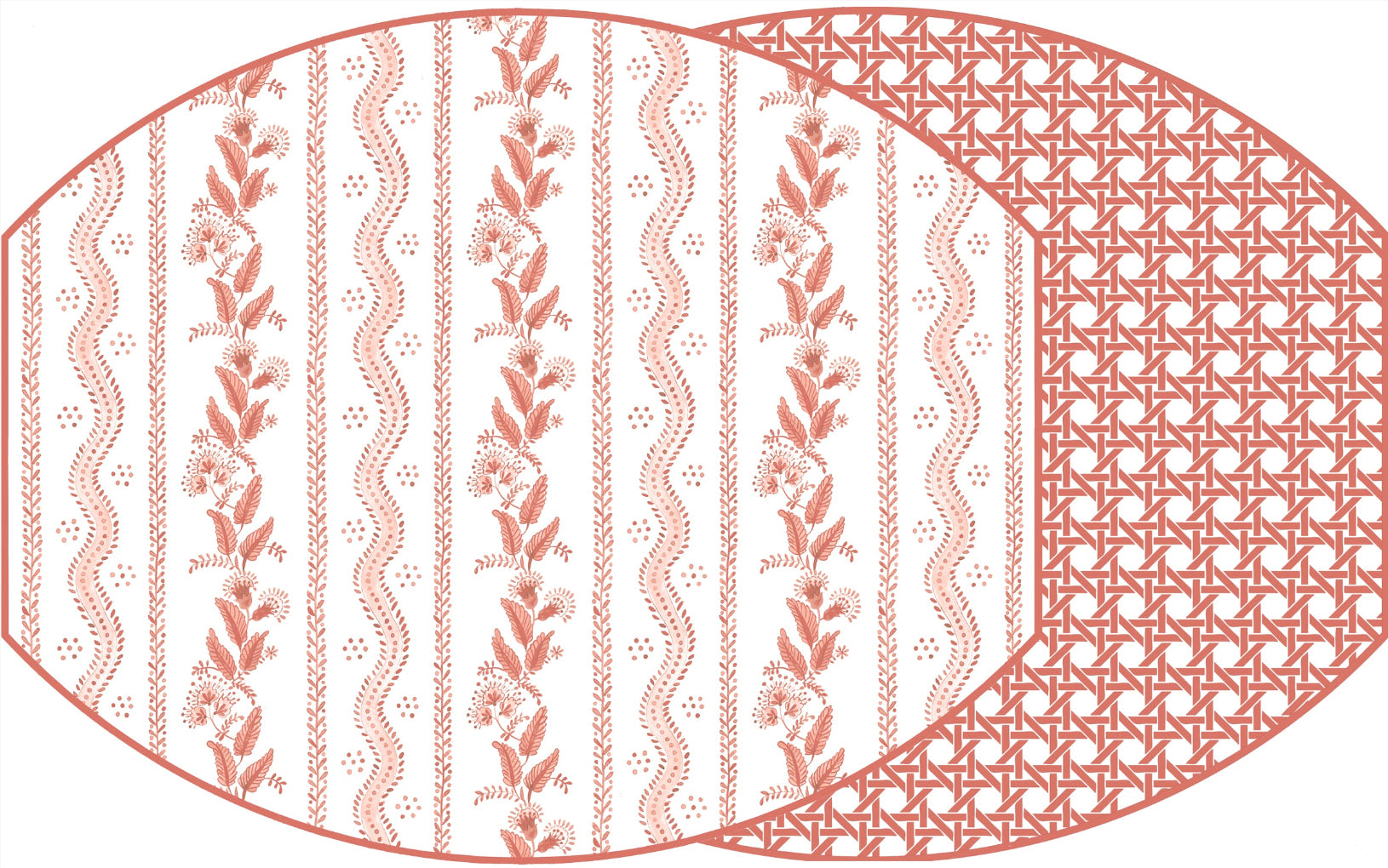 ELLIPSE TWO SIDED EMMA AND CANE PLACEMAT ~ TERRACOTTA