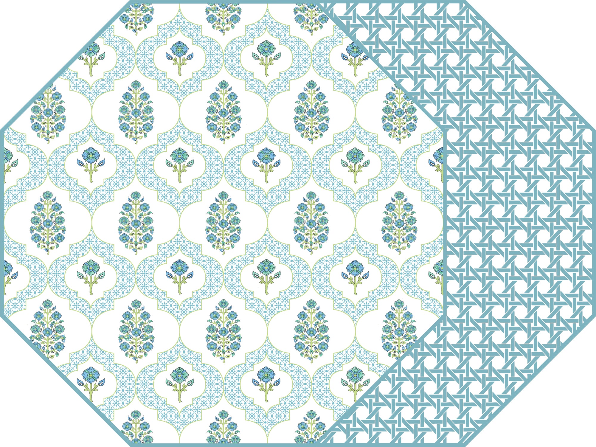 OCTAGONAL TWO SIDED PLACEMAT INDIENNES BLUE