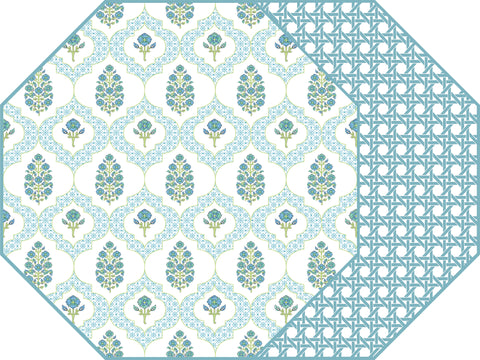 OCTAGONAL TWO SIDED PLACEMAT INDIENNES BLUE