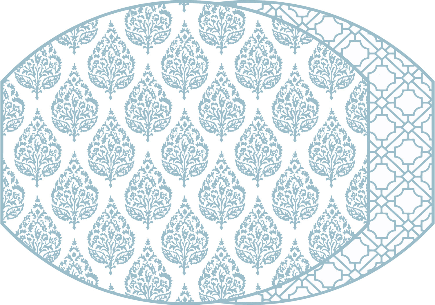 ELLIPSE TWO SIDE PLACEMAT FLORA AND ASIAN CANE ~ SEA