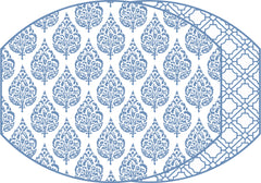 ELLIPSE TWO SIDED PLACEMAT FLORA AND ASIAN CANE ~ CADET