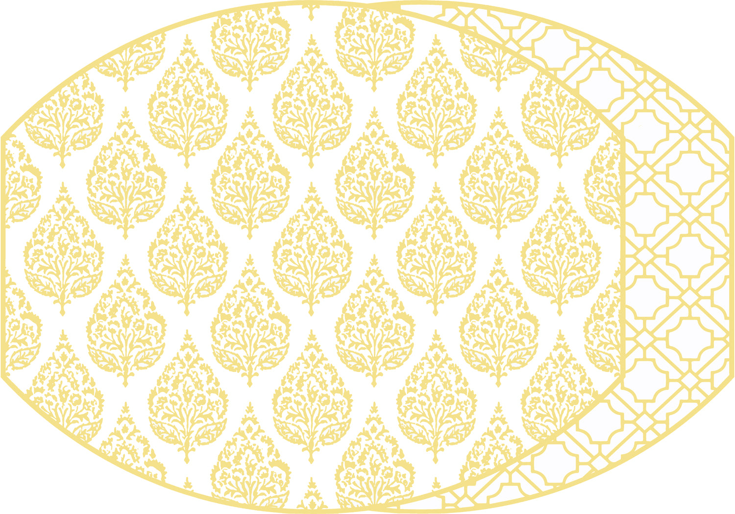 ELLIPSE TWO SIDED PLACEMAT FLORA AND ASIAN CANE ~ MARIGOLD