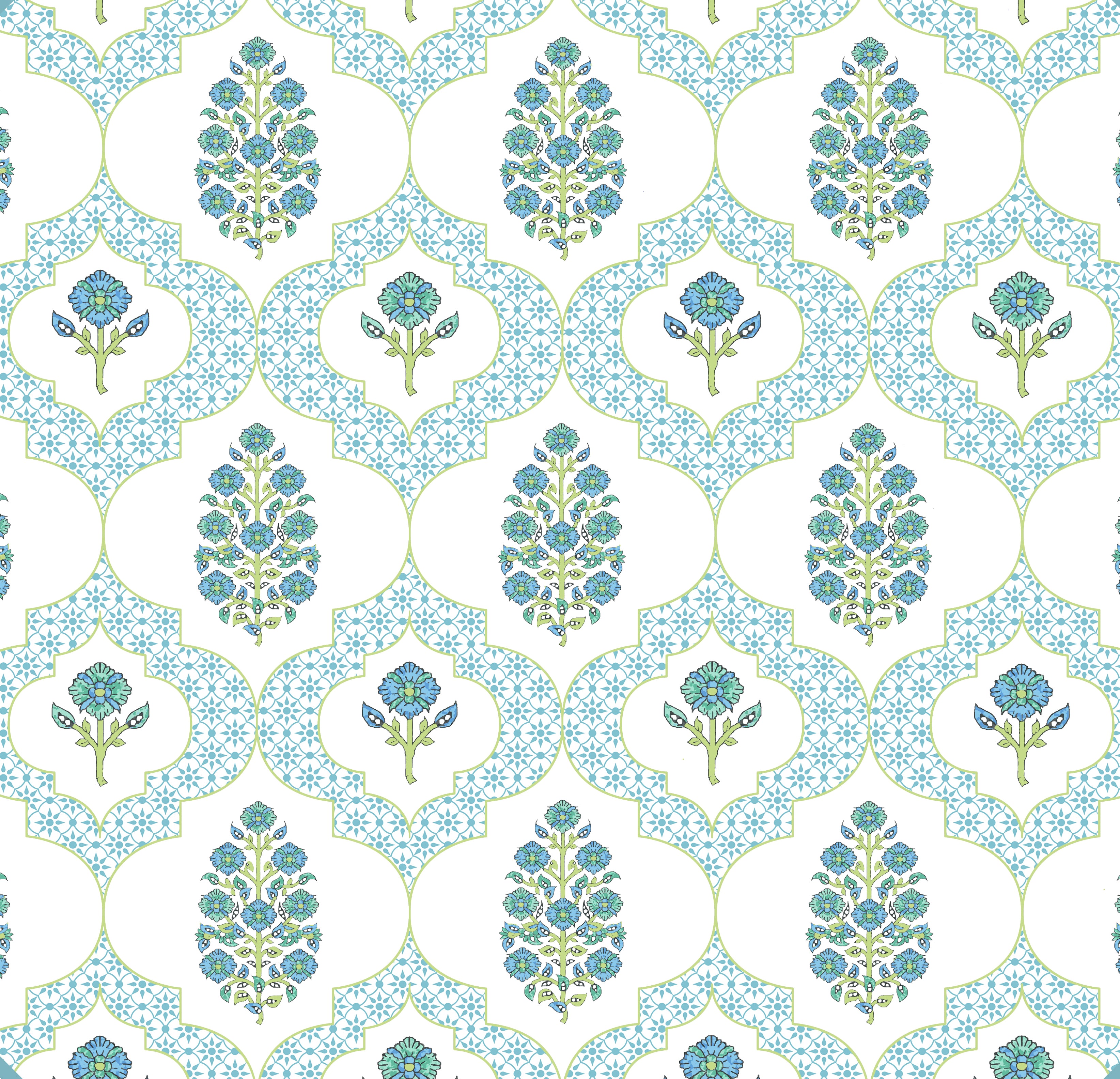 INDIENNES MAHJONG AND GAME TABLECLOTH ~ BLUE