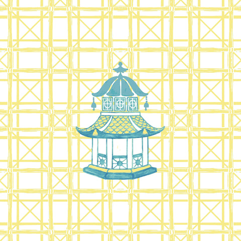 PAGODA MAHJONG AND GAME TABLECLOTH ~ BUTTER