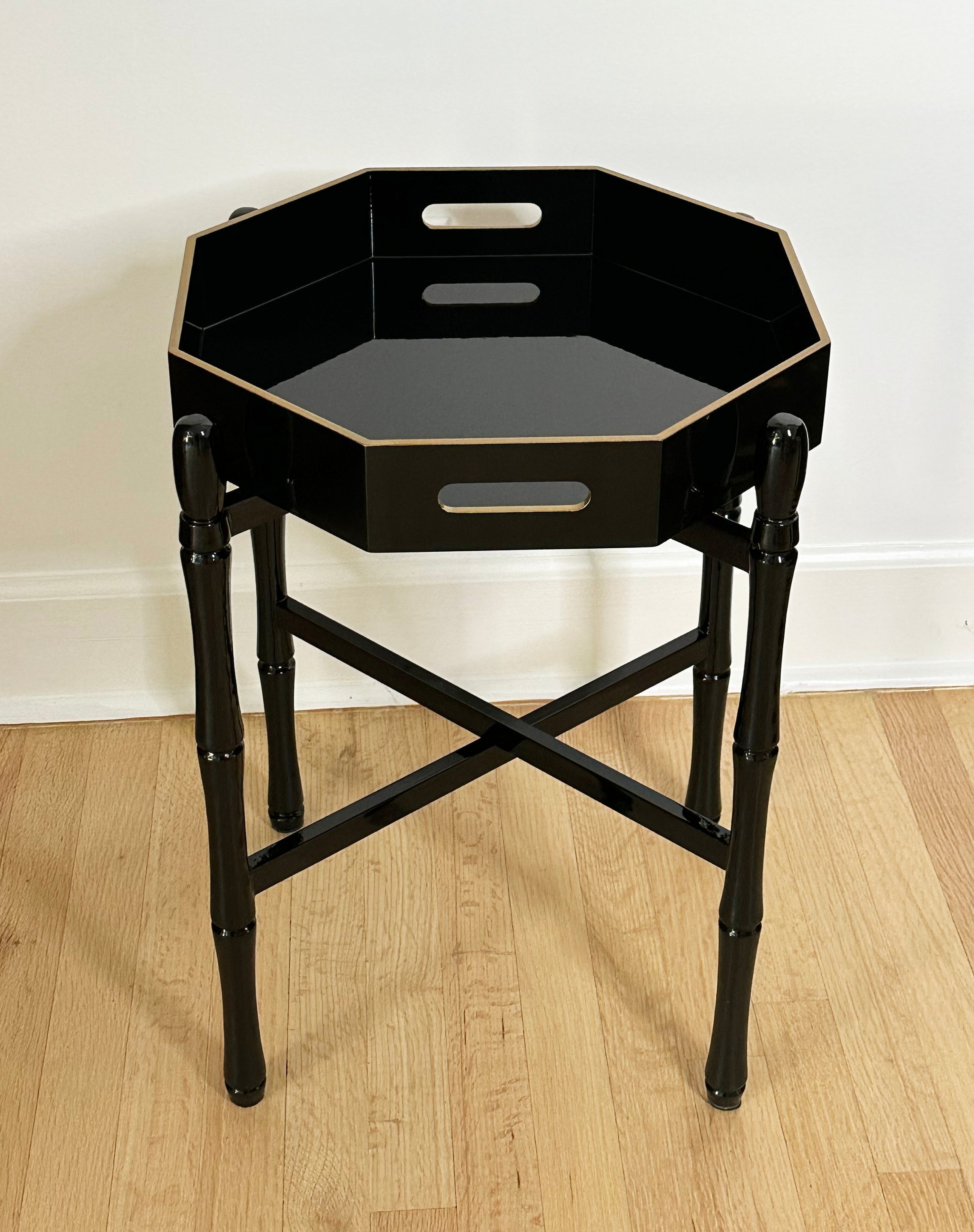 OCTAGONAL LACQUER TRAY BLACK