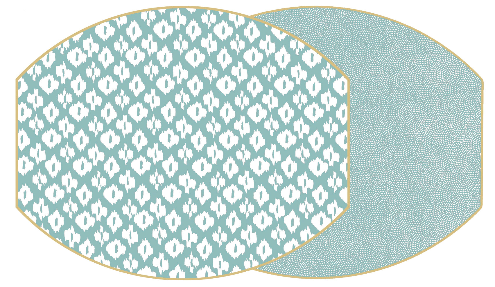 ELLIPSE TWO SIDED IKAT AND DOT FAN PLACEMAT ~ SEA