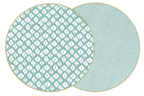 ROUND TWO SIDED IKAT AND DOT FAN PLACEMAT ~ SEA