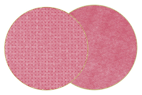 ROUND TWO SIDED SAYAGATA AND DOT FAN PLACEMAT ~ SYRAH